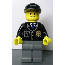 cop048 Police - City Suit with Blue Tie and Badge, Dark Bluish Gray Legs, Black Cap 